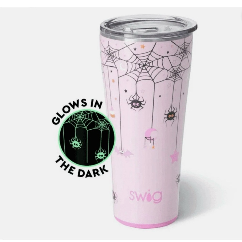 Swig Life Sweet and Spooky Glow-in-the-Dark Spider Web 33 oz Tumbler / NEW